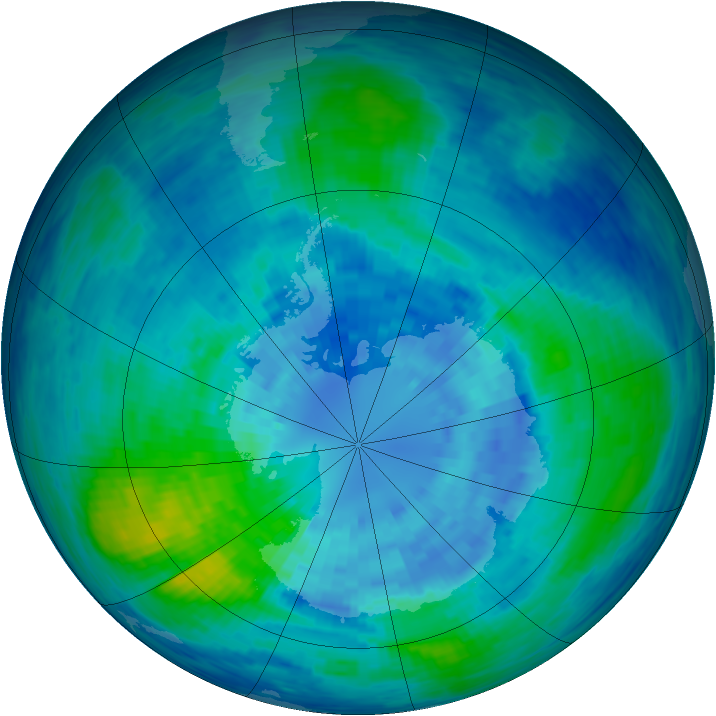 Antarctic ozone map for 29 March 1994